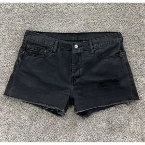 Vintage Levis 501 XX Cutoff  Shorts Womens 32 Black Nailhead Studded Grunge Y2K‎